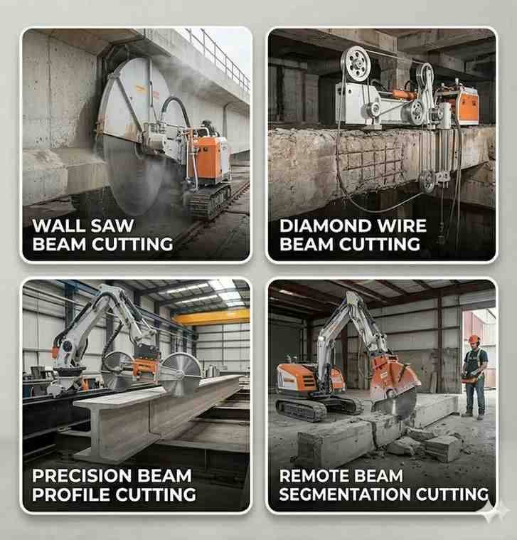 Verified beam cutting contractor using diamond wire saw on RCC beam in India