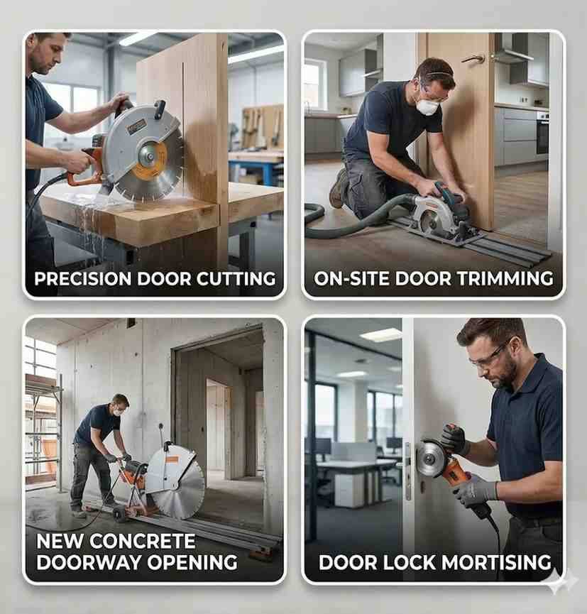 Professional door cutting service – diamond wall saw cutting RCC wall for new door opening in India